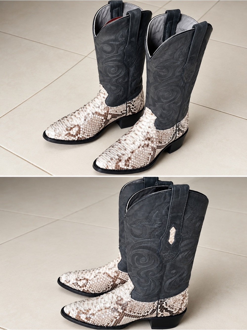 Los Altos 655749 Genuine Python Cowboy Boots Men’s 6.5 D Natural Snakeskin
